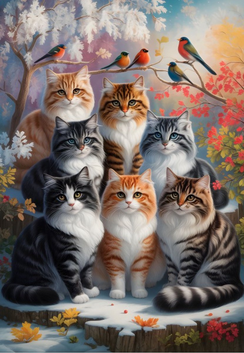 Alipson Puzzle legpuzzel katten winter 1000 stukjes karton.