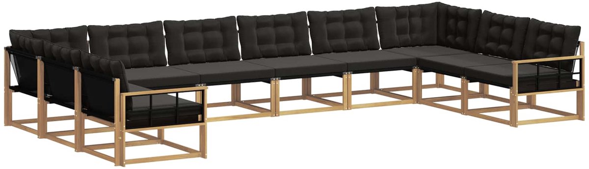 vidaXL Buiten - bank - set - 10 - st - 10-zits - Wit - en - zwart Wit en zwart