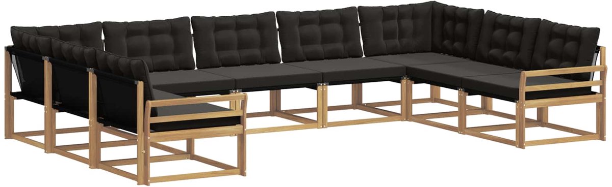 vidaXL Buiten - bank - set - 9 - st - 9-zits - Wit - en - zwart Wit en zwart