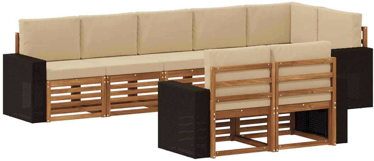 vidaXL Buiten - bank - set - 8 - st - 8-zits - Natuurlijk - en - Beige Natuurlijk en beige