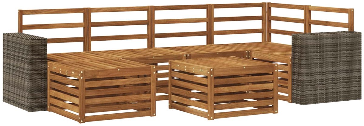 vidaXL Buiten - bank - set - 7 - st - 5-zits - Naturel - Massief - Acacia - Hout