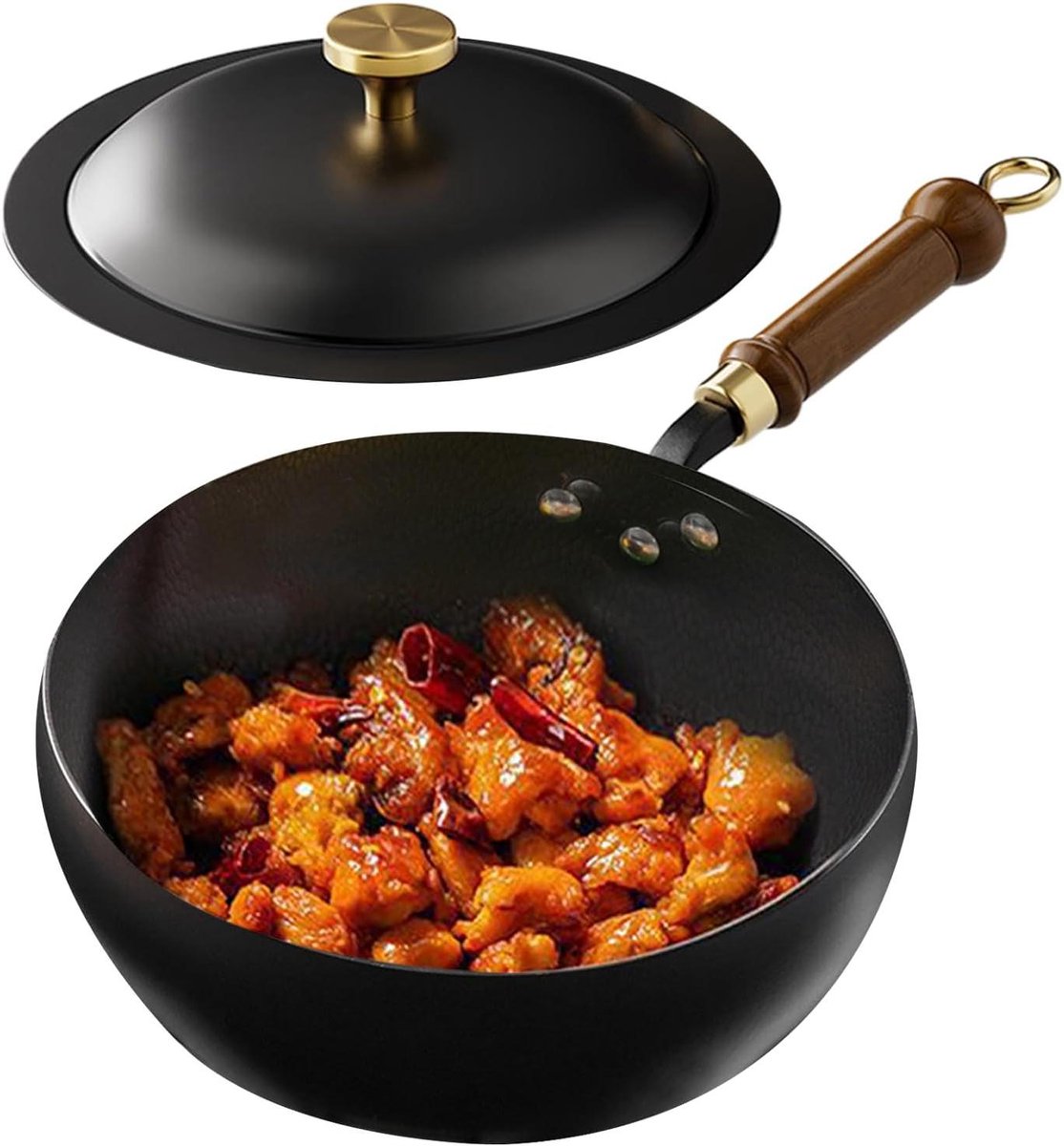 Inductiepan Antiaanbak - Gietijzeren Kookpan - Sauzen en Soepen Maken - Natuurlijke Anti-aanbaklaag - 20 cm Diameter - Zwart