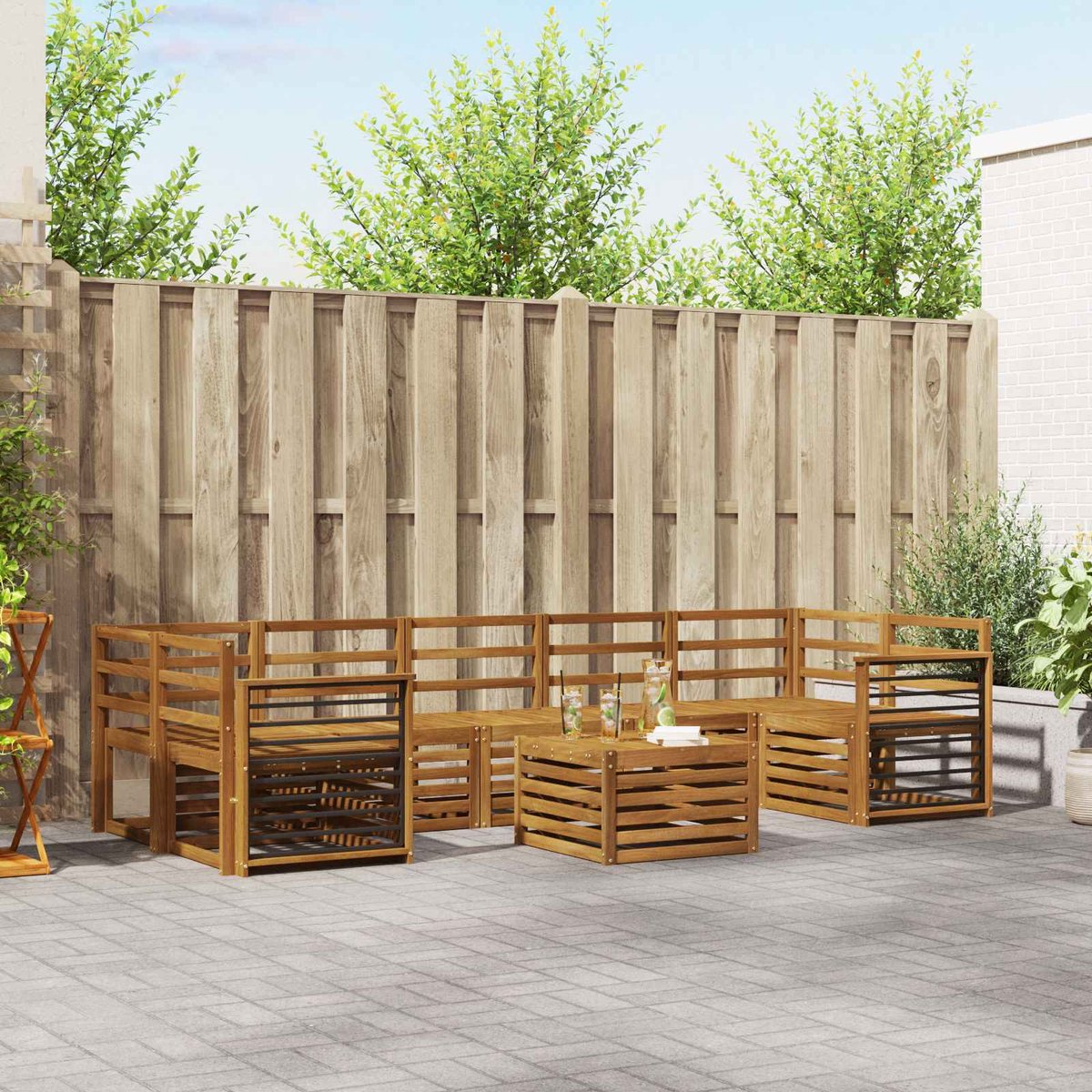 vidaXL Buiten - bank - set - 8 - st - 7-zits - Naturel - Massief - Acacia - Hout
