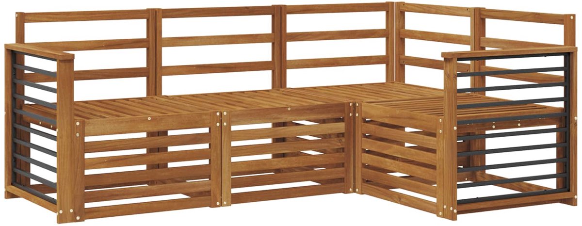 vidaXL Buiten - bank - set - 4 - st - 4-zits - Naturel - Massief - Acacia - Hout