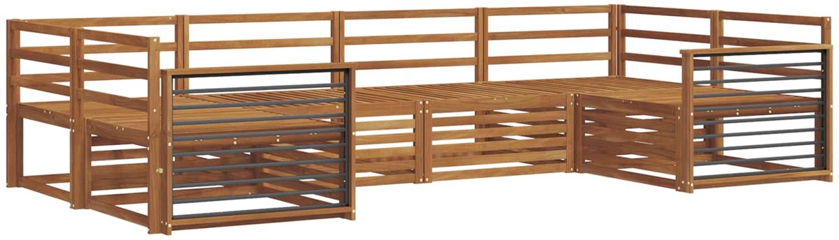 vidaXL Buiten - bank - set - 6 - st - 6-zits - Naturel - Massief - Acacia - Hout