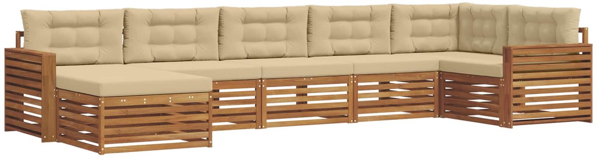 vidaXL Buiten - bank - set - 7 - st - Natuurlijk - en - Beige Natuurlijk en Beige