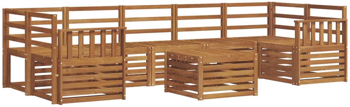 vidaXL Buiten - bank - set - 8 - st - 7-zits - Naturel - Massief - Acacia - Hout