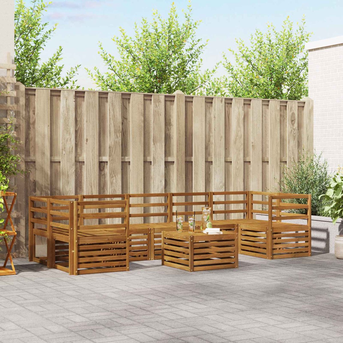 vidaXL Buiten - bank - set - 8 - st - 7-zits - Naturel - Massief - Acacia - Hout