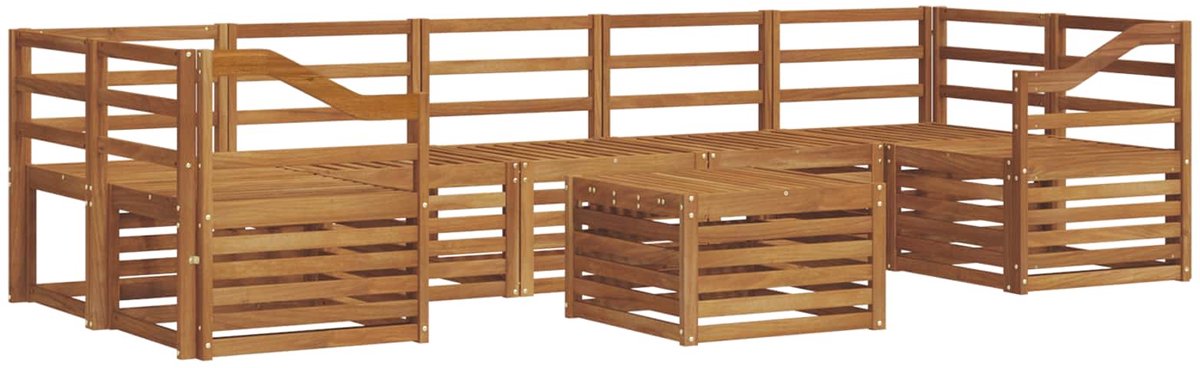vidaXL Buiten - bank - set - 8 - st - Naturel - Massief - Acacia - Hout
