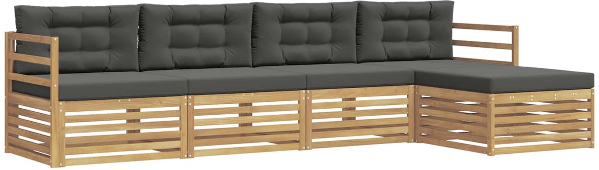 vidaXL Buiten - bank - set - 5 - st - 4-zits - Wit - en - antracietkleurig Wit en antracietkleurig