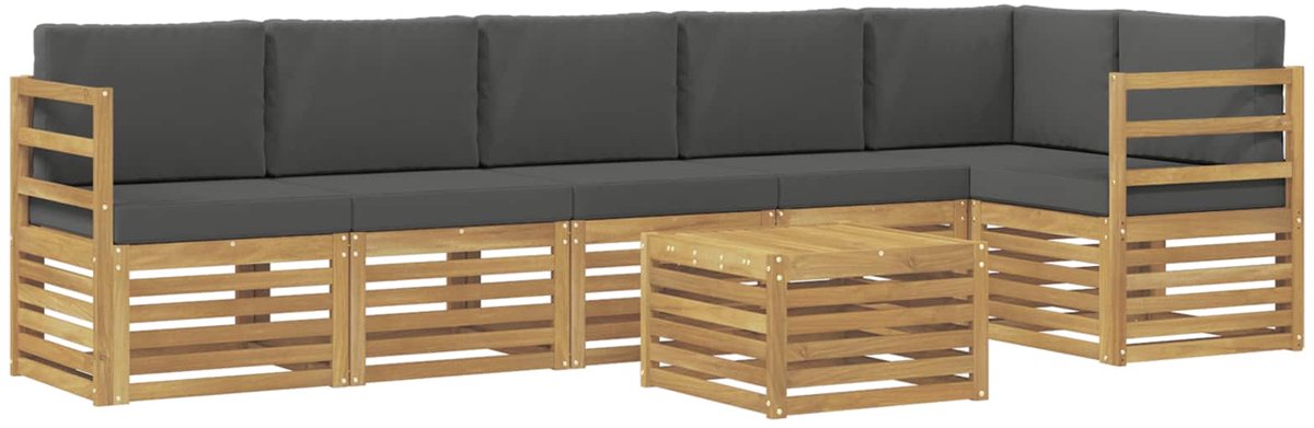 vidaXL Buiten - bank - set - 7 - st - 6-zits - Wit - en - antracietkleurig - Polyester Wit en antracietkleurig