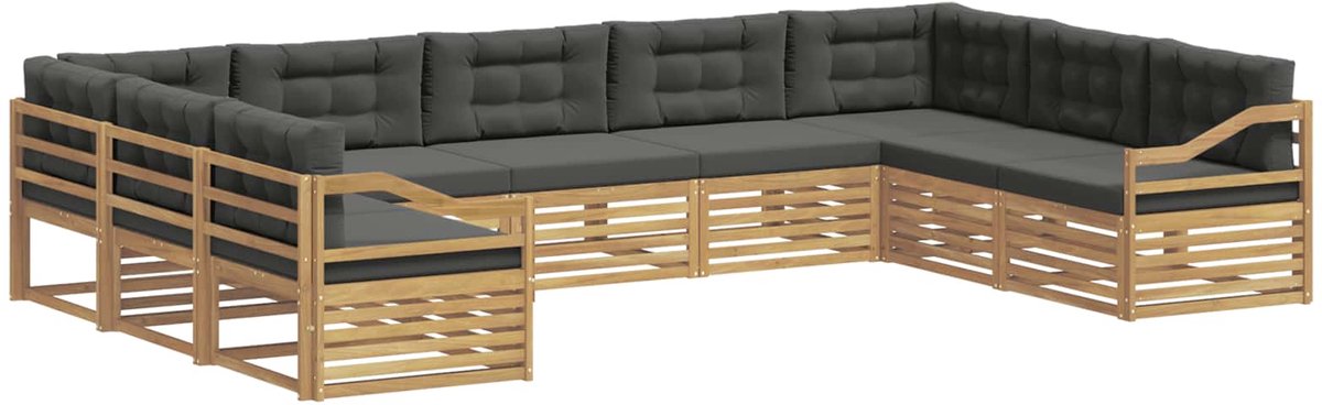 vidaXL Buiten - bank - set - 9 - st - 9-zits - Wit - en - antracietkleurig Wit en antracietkleurig