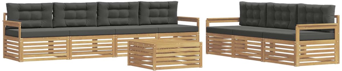 vidaXL Buiten - bank - set - 8 - st - 7-zits - Wit - en - antracietkleurig - Polyester Wit en antracietkleurig