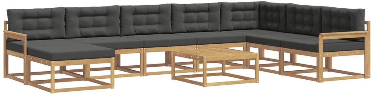 vidaXL Buiten - bank - set - 9 - st - 8-zits - Wit - en - antracietkleurig Wit en antracietkleurig