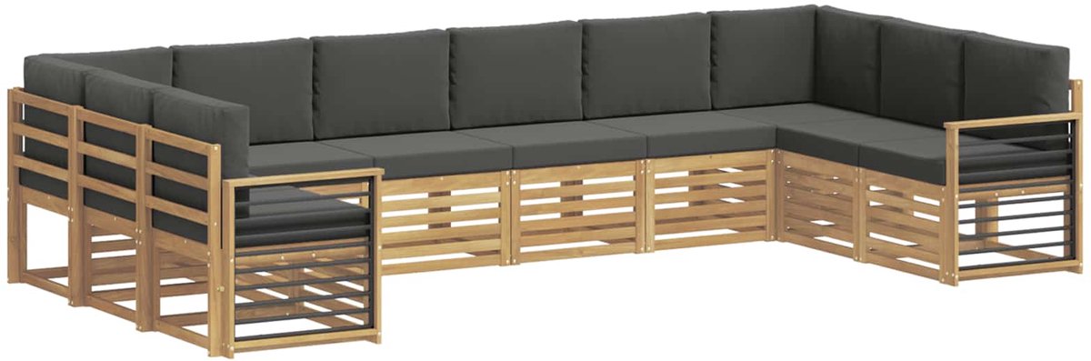 vidaXL Buiten - bank - set - 10 - st - 10-zits - Wit - en - antracietkleurig - Polyester Wit en antracietkleurig
