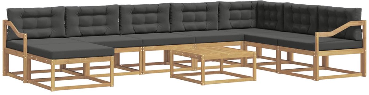 vidaXL Buiten - bank - set - 9 - st - 8-zits - Wit - en - antracietkleurig Wit en antracietkleurig