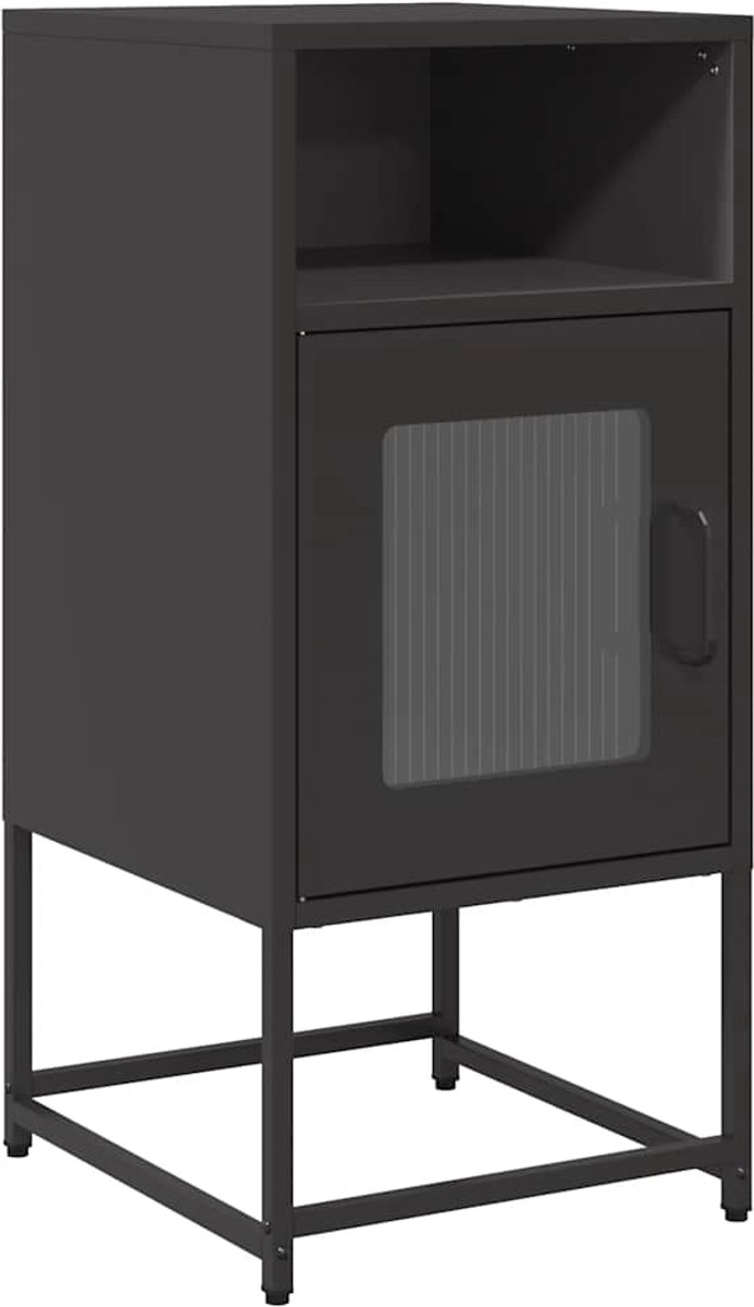 vidaXL Nachtkastje - 36x39x78 - cm - koudgewalst - staal - zwart