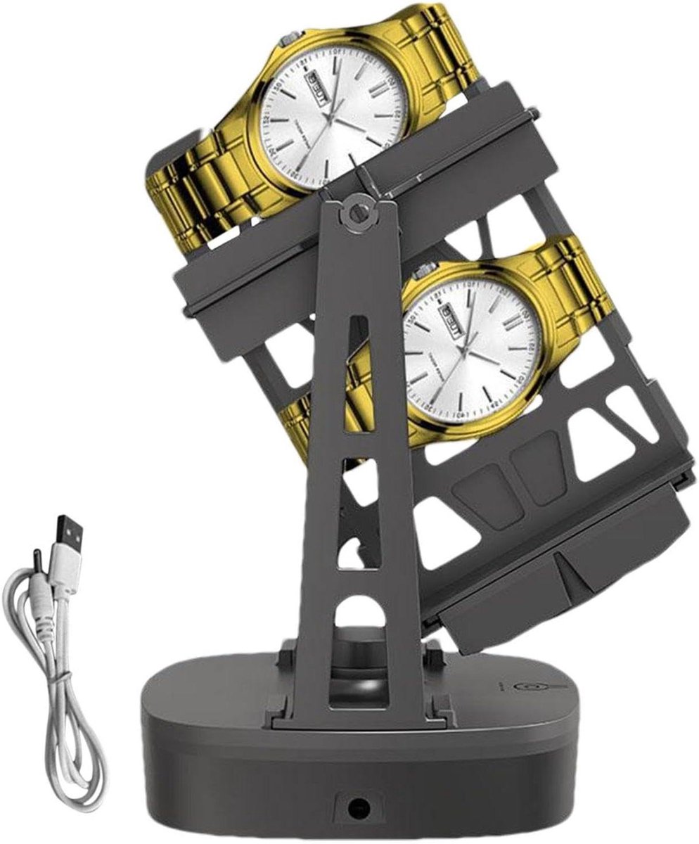 Horloge Opwinder - Automatische Winder - Horloges Onderhouden - Automatische Datum Reset - 16.8L x 7.5W x 11.9H cm - Zwart