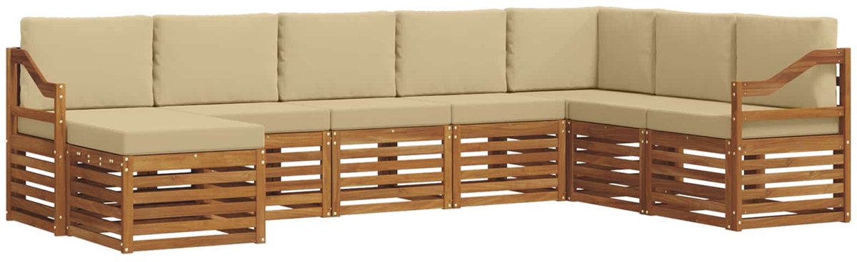 vidaXL Buiten - bank - set - 8 - st - 8-zits - Natuurlijk - en - Beige Natuurlijk en Beige