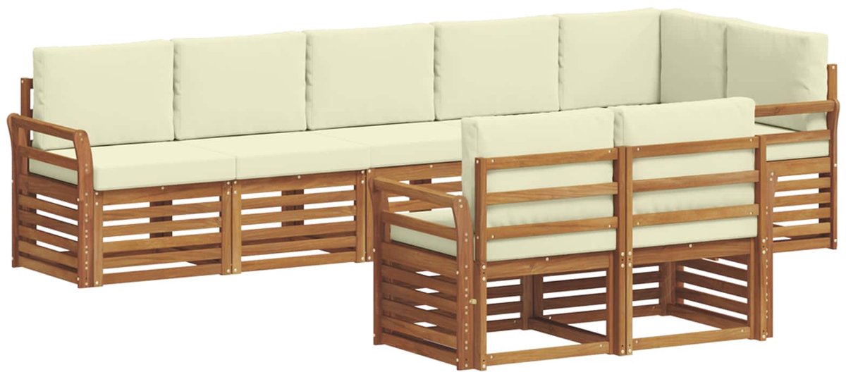 vidaXL Buiten - bank - set - 8 - st - Natuurlijk - en - Crème - Polyester Natuurlijk en Crème