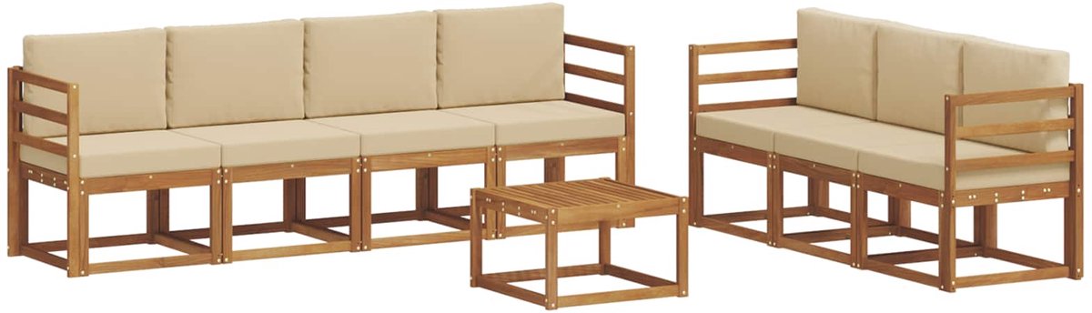 vidaXL Buiten - bank - set - 8 - st - 7-zits - Natuurlijk - en - Beige Natuurlijk en Beige