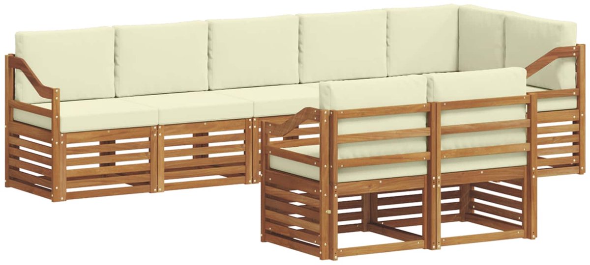 vidaXL Buiten - bank - set - 8 - st - Natuurlijk - en - Crème - Polyester Natuurlijk en Crème