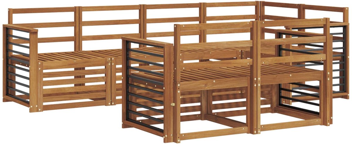 vidaXL Buiten - bank - set - 7 - st - 7-zits - Naturel - Massief - Acacia - Hout