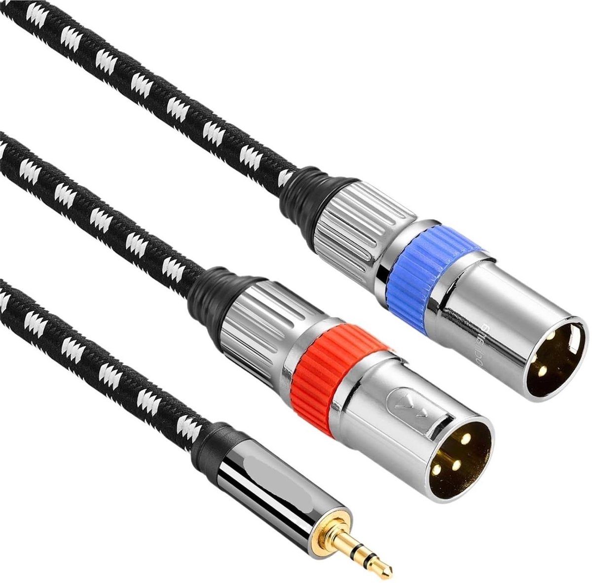 AUX audiokabel - Microfoon kabel - Muziek Overzetten - Vergulde Connectoren - 15 meter - Zwart