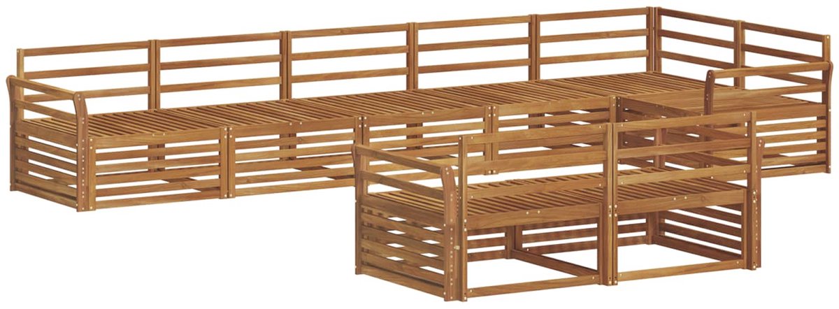 vidaXL Buiten - bank - set - 8 - st - Naturel - Massief - Acacia - Hout