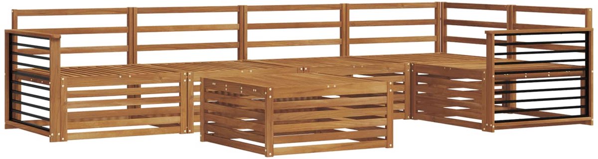 vidaXL Buiten - bank - set - 6 - st - 5-zits - Naturel - Massief - Acacia - Hout