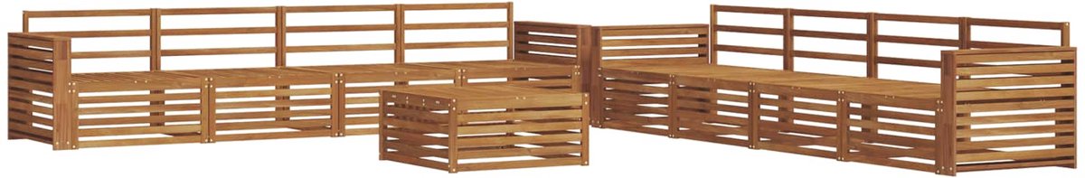 vidaXL Buiten - bank - set - 9 - st - 8-zits - Naturel - Massief - Acacia - Hout