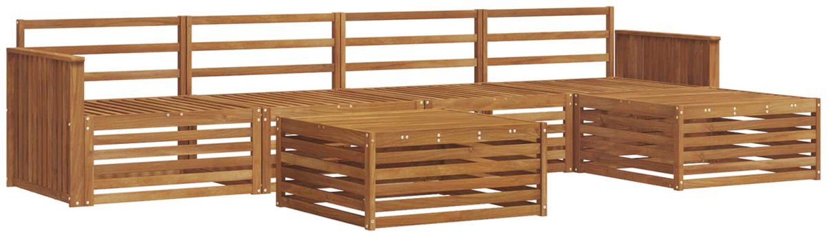 vidaXL Buiten - bank - set - 6 - st - Naturel - Massief - Acacia - Hout