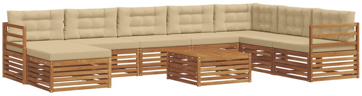 vidaXL Buiten - bank - set - 9 - st - 7-zits - Natuurlijk - en - Beige Natuurlijk en Beige