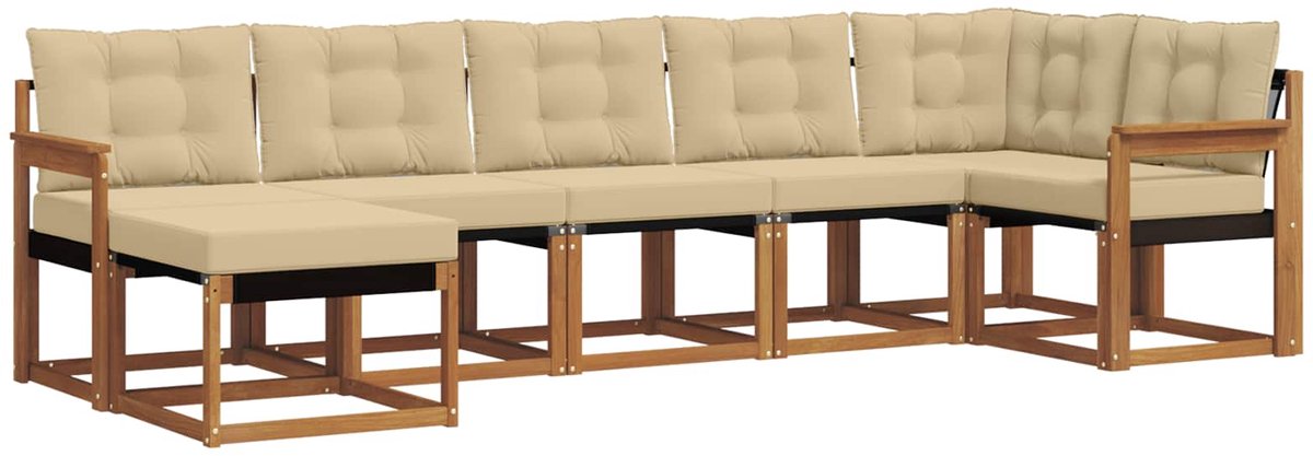 vidaXL Buiten - bank - set - 7 - st - 7-zits - Natuurlijk - en - Beige Natuurlijk en Beige