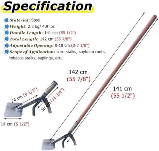 Deze Heavy Duty Boomworteltrekker Tool, Stand-Up Stump Remover Apparatuur voor het ontwortelen van houtachtige stengels en jonge boompjes — afbeelding 3