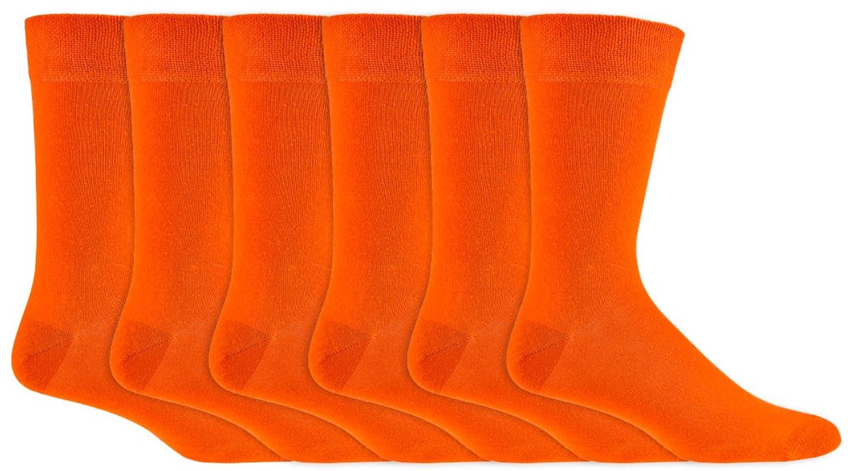 6 paar Heren Sokken – Katoen – Oranje – Zonder knellende boord