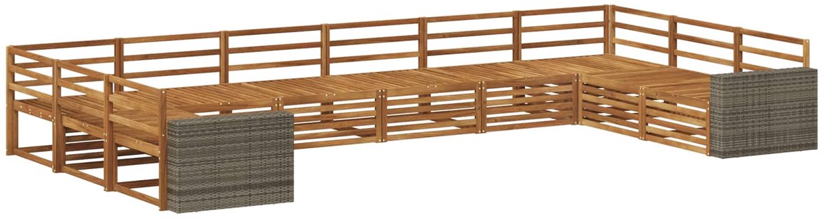 vidaXL Buiten - bank - set - 10 - st - 10-zits - Naturel - Massief - Acacia - Hout