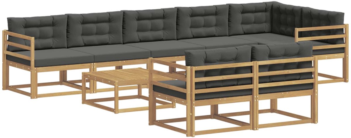 vidaXL Buiten - bank - set - 9 - st - 8-zits - Wit - en - antracietkleurig - Polyester Wit en antracietkleurig
