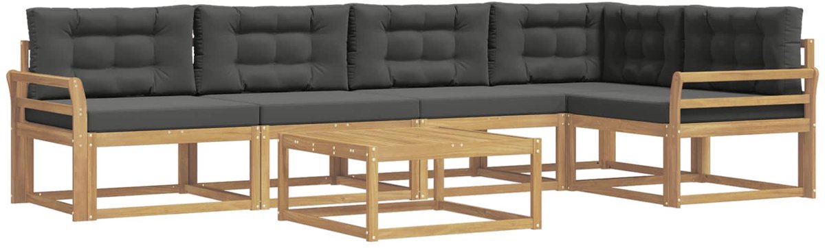 vidaXL Buiten - bank - set - 6 - st - 5-zits - Wit - en - antracietkleurig - Polyester Wit en antracietkleurig
