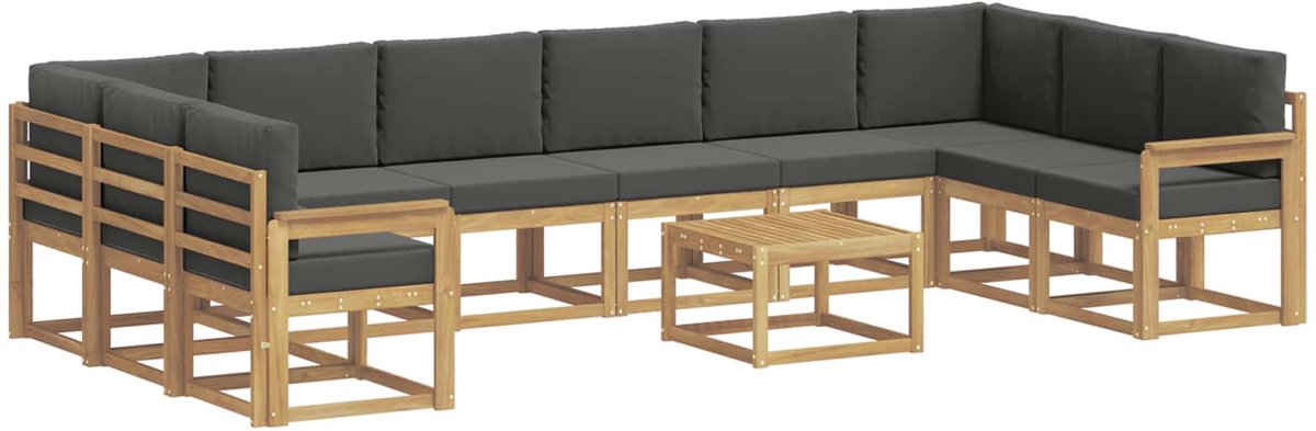 vidaXL Buiten - bank - set - 11 - st - 10-zits - Wit - en - antracietkleurig Wit en antracietkleurig