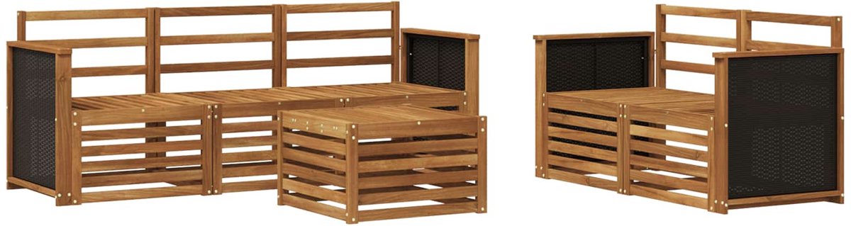 vidaXL Buiten - bank - set - 6 - st - 5-zits - Naturel - Massief - Acacia - Hout