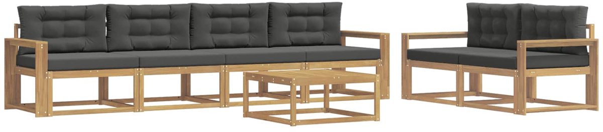vidaXL Buiten - bank - set - 6 - st - 6-zits - Wit - en - antracietkleurig Wit en antracietkleurig