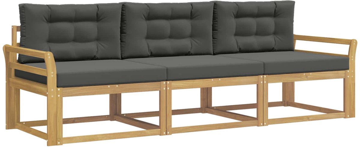 vidaXL Buiten - bank - set - 3 - st - Wit - en - antracietkleurig - Polyester Wit en antracietkleurig