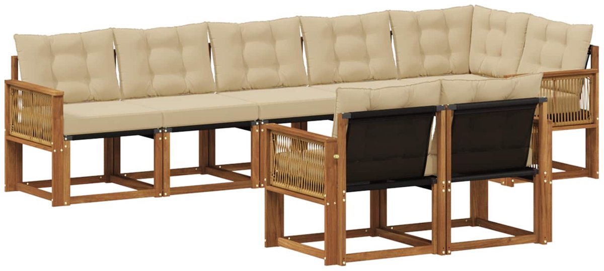 vidaXL Buiten - bank - set - 8 - st - 7-zits - Natuurlijk - en - Beige Natuurlijk en Beige