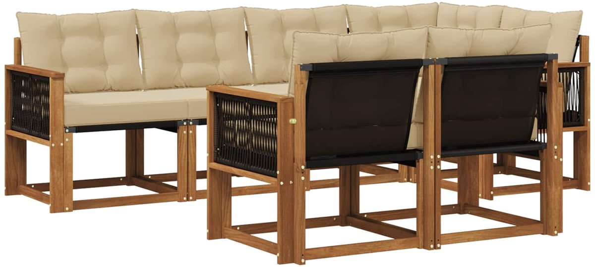 vidaXL Buiten - bank - set - 7 - st - Natuurlijk - en - Beige Natuurlijk en beige