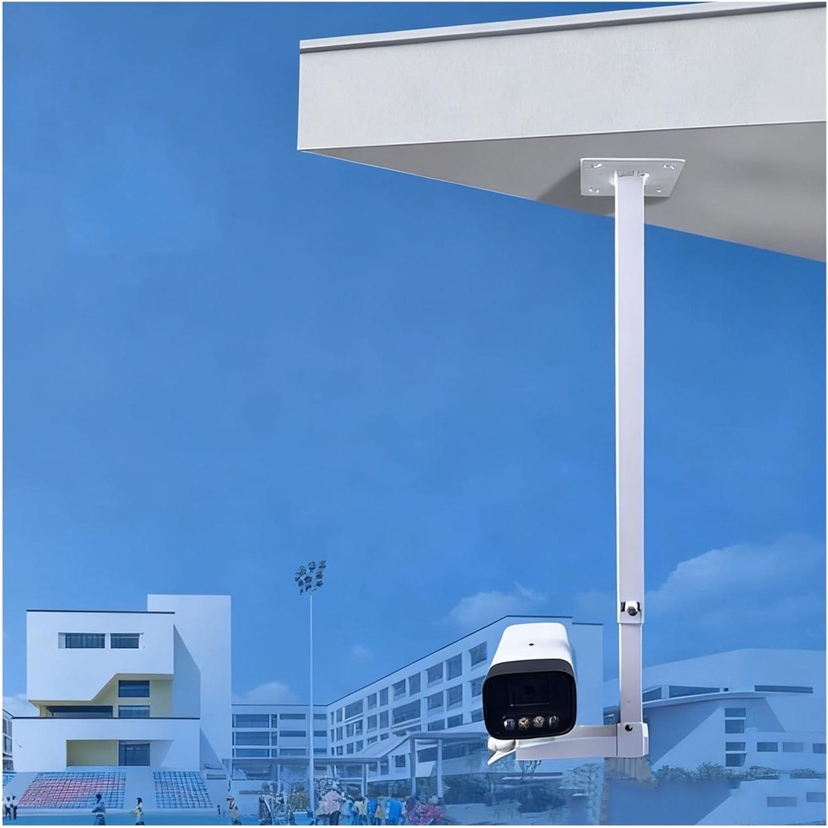 Bewakingspaal Camera - Veiligheidscamerahouder Intrekbaar - Beveiligingssystemen Installeren - Verstelbare Hoek 360 Graden - 35 tot 300 cm - Wit