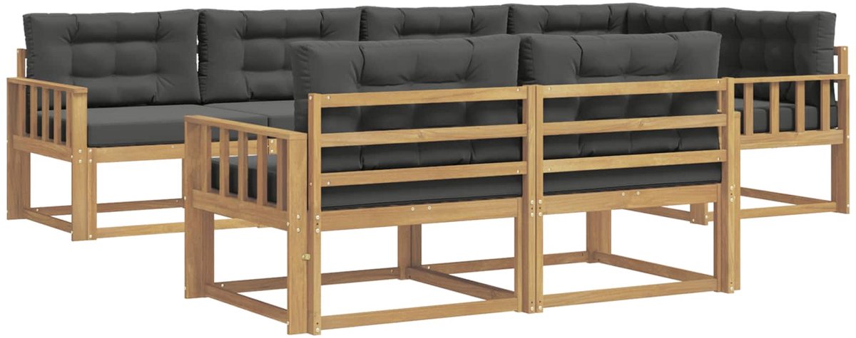 vidaXL Buiten - bank - set - 6 - st - 7-zits - Wit - en - antracietkleurig - Polyester Wit en antracietkleurig