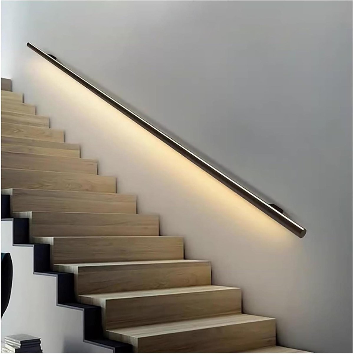 Trapleuning met LED - Verlichte handgreep - Veilig traplopen - Aluminium met anti-corrosie - 70-260 cm - Mat Zwart