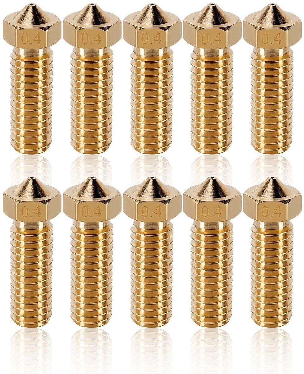 aladdien - Messing Nozzles - 10 Stuks 0.4mm voor 3D Printers - Hoogwaardige kwaliteit - Precisie onderdelen - Geschikt voor diverse 3D Printers - Id...
