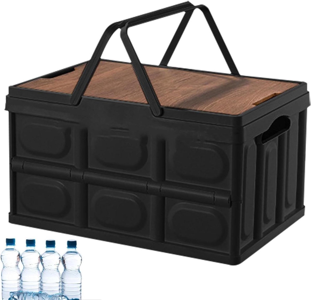 Opbergbox Klapbox - Opvouwbare Mand - Ruimte Besparen - Met Handgrepen - 30 liter - Zwart